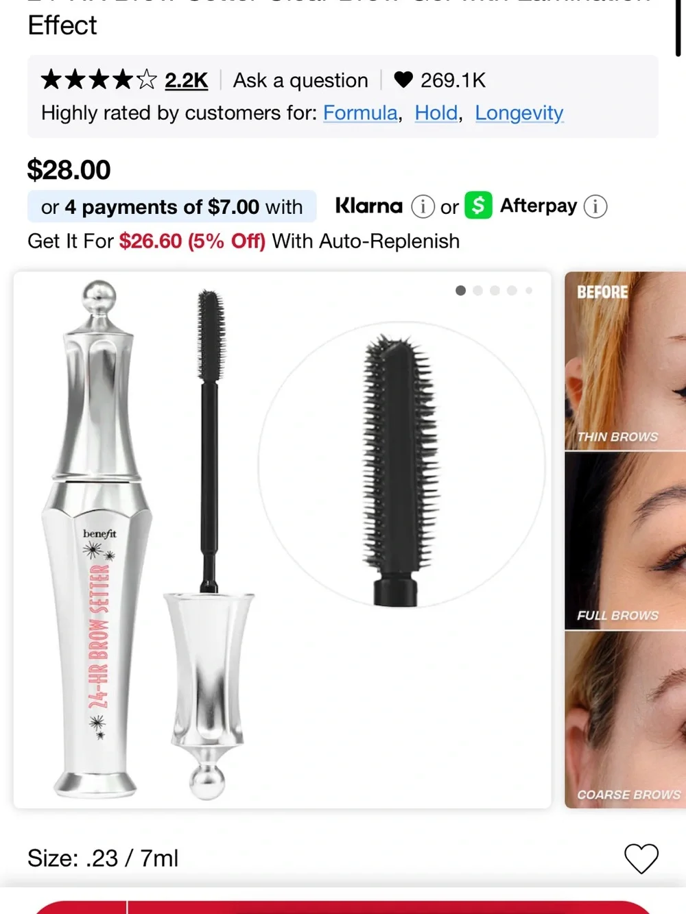 Benefit clear brow